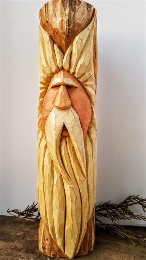 Carved Wood Spirit In 2020 Wood Spirit Wood Carving Faces Simple