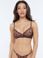 Shining Star Embroidered Unlined Demi Bra In Brown Multi Red Savage X Fenty