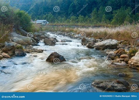 River Water Flowing Through Rocks At Dawn Stock Image Image Of Clean