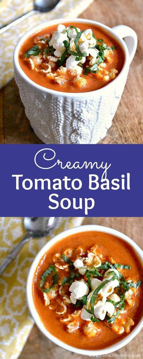 Very slowly pour in the heavy cream while simultaneously stirring until all the cream is combined and the soup is creamy. Creamy Tomato Basil Soup with Popcorn Croutons | Recipe ...