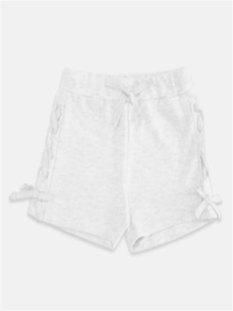 Buy Pantaloons Junior Girls Grey Melange Solid Cotton Shorts Shorts