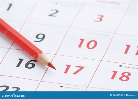 Calendar Page And Pencil Stock Photo Image 16017980