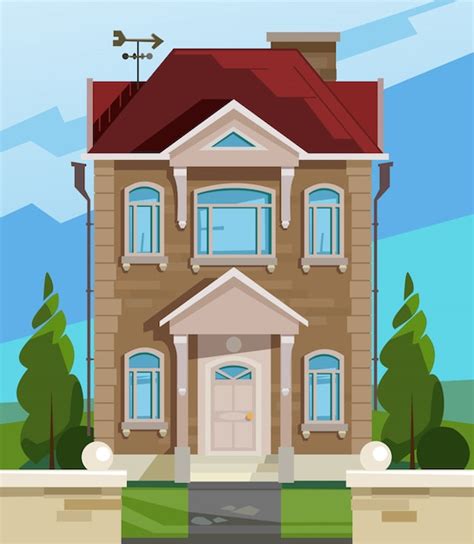 Premium Vector Vector Illustration Of House English House Facade