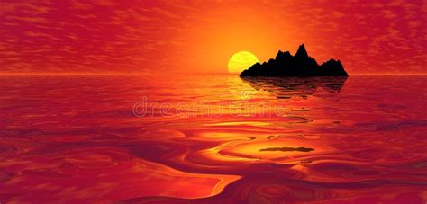 Red Ocean Sunset Over Island Stock Image Image 14746261