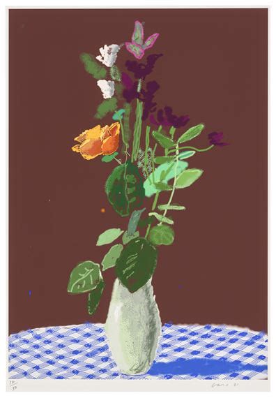 David Hockney 7th March 2021 More Flowers On A Table 2021 MutualArt
