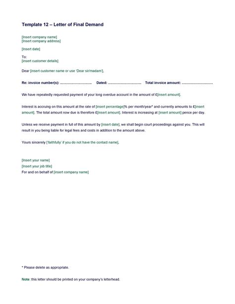 Demand Of Payment Letter Template