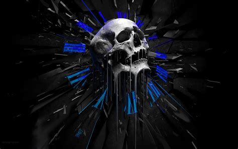 Wallpaper Black Digital Art Blue Skull Darkness Screenshot
