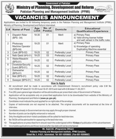 Ministry Of Planning Development And Reform Islamabad 17 Jobs 21 Jan
