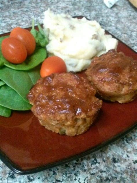 Healthy and delicious for any busy weeknight. Mini bbq turkey meatloafs 1/2 white onion sauted, 1/2 ...