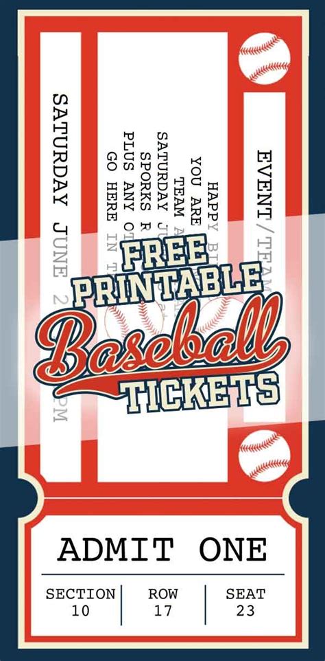 Free Printable Baseball Ticket Template
