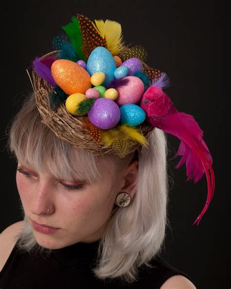 Rainbow Easter Fascinator Easter Egg Hair Accessory Bird In Etsy