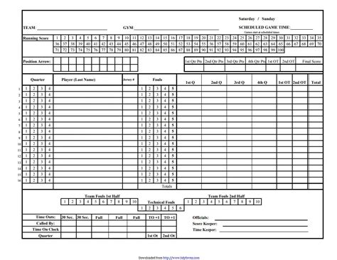 Excel Templates Basketball Score Sheet Excel Free Download