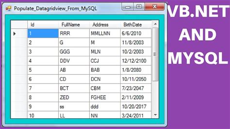 Vb Net How To Populate Datagridview From Datatable In Vb Net With