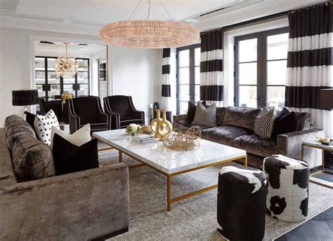 Amazing Elegant Luxury Living Room Decor With Black And White Velvet