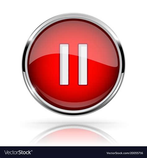 Red Round Media Button Pause Button Shiny Icon Vector Image
