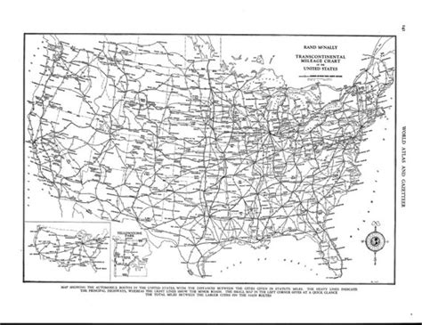 United States Transcontinental Mileage Chart 1940s Car Automobile