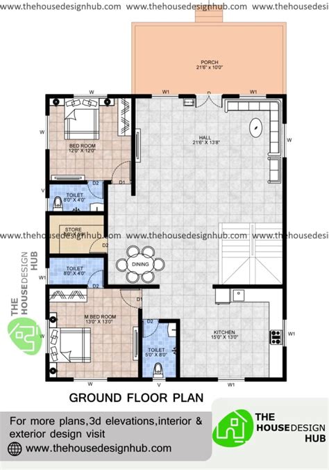 35 X 42 Ft 4 Bhk Duplex House Plan In 2900 Sq Ft The House Design Hub