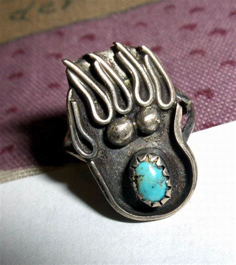 RING BEAR CLAW Turquoise Hand Made Native American Etsy Ring Bear