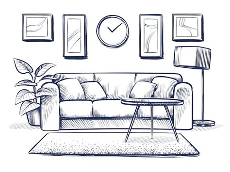 premium vector living room sketch interior doodle