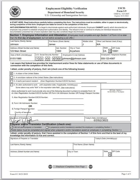 I 9 Employtment Verification Form 2023 Printable Forms Free Online