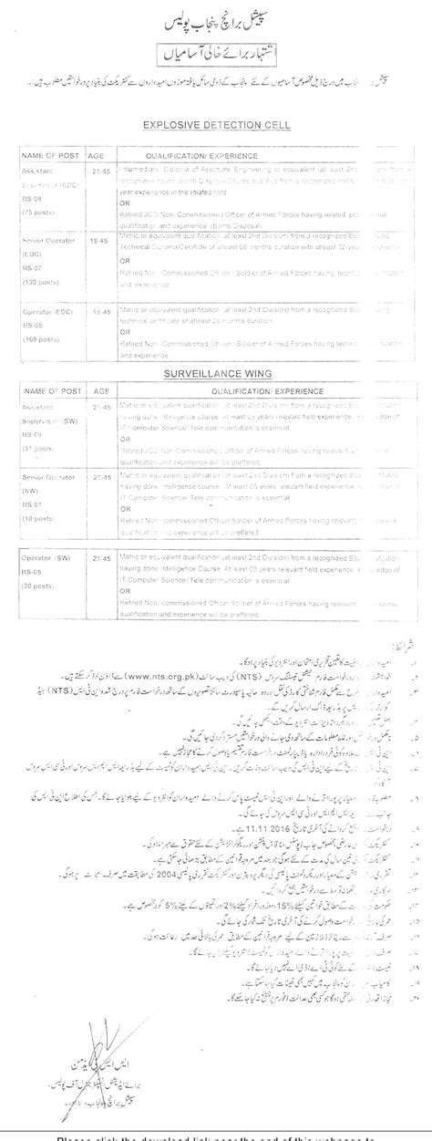 Special Branch Punjab Police Jobs 2023 Nts Application Form Eligibility