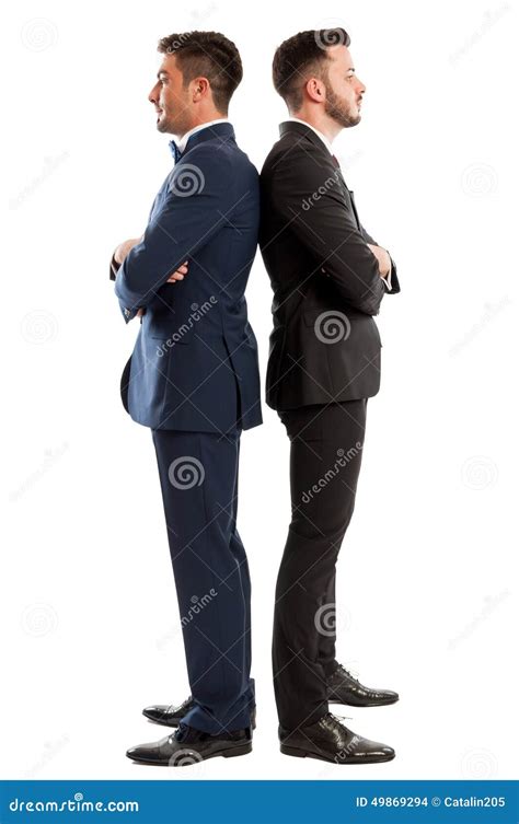 Competitive Business Men Standing Back To Back Stock Photo Image Of