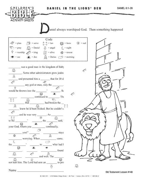 Coloring Pages Daniel In The Lions Den Activity Sheets