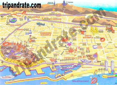 Barcelona Mapa Turistico Mapas Turísticos De Monumentos Em Barcelona