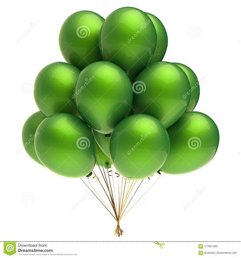 Helium Balloon Bunch Colorful Green Party Balloons Decoration Stock