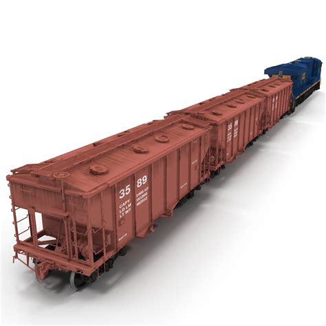 Train Es40dc Csx Blue And Covered Hopper Car 3d Model 179 Ma Obj