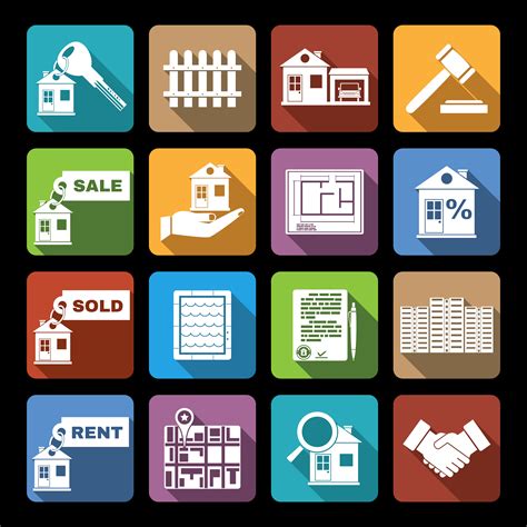 Real Estate Icons Flat 453105 Vector Art At Vecteezy