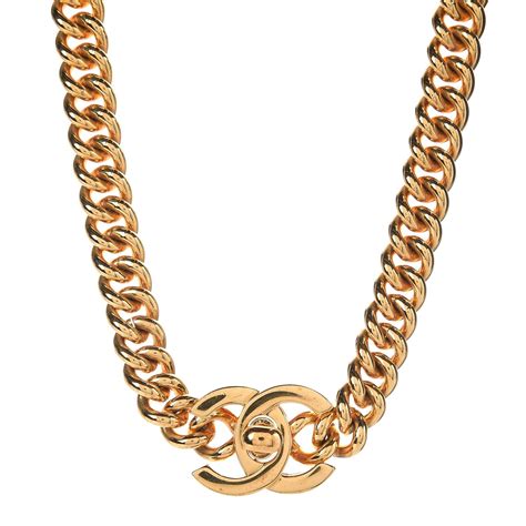 Chanel Chain Link Cc Choker Necklace Gold 290353