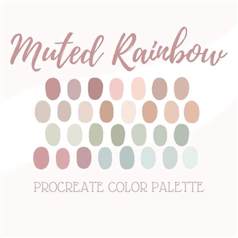 Procreate Color Palette Muted Rainbow Etsy