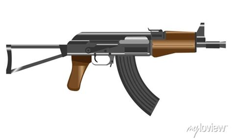 Aks 74u Machine Gun Kalashnikov Folding Shortened Vector Posters For