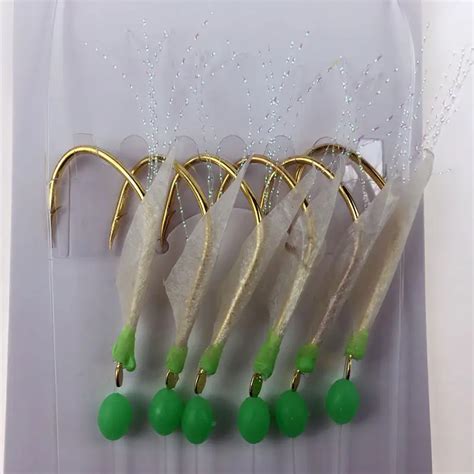 Fishing Sabiki Rigs Mackerel Real Fish Skin Saltwater Fishing 6 Hooks