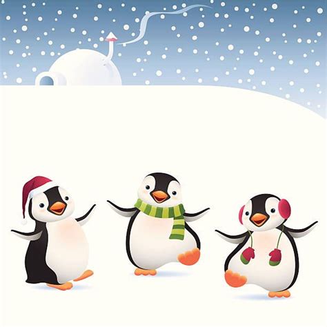 Winter Penguins Vector Art Illustration Penguin Illustration
