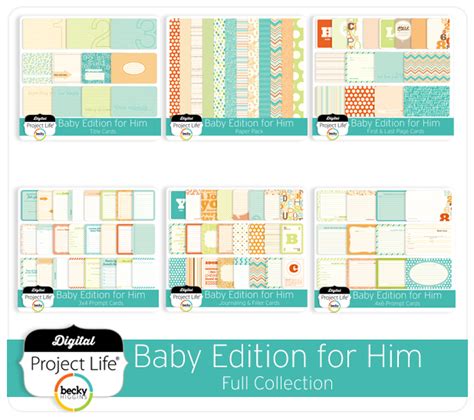 Digital Project Life Baby Edition For Him Scrapbook Kit