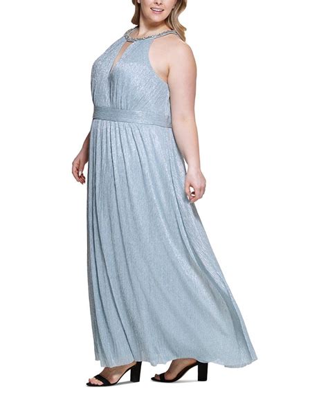 Eliza J Plus Size Embellished Halter Metallic Gown Macys