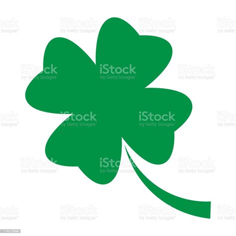 シャムロック緑の四つ葉のクローバーのアイコングッドラックテーマデザイン要素単純な幾何学的形状ベクトル図 お祝いのベクターアート素材や画像を