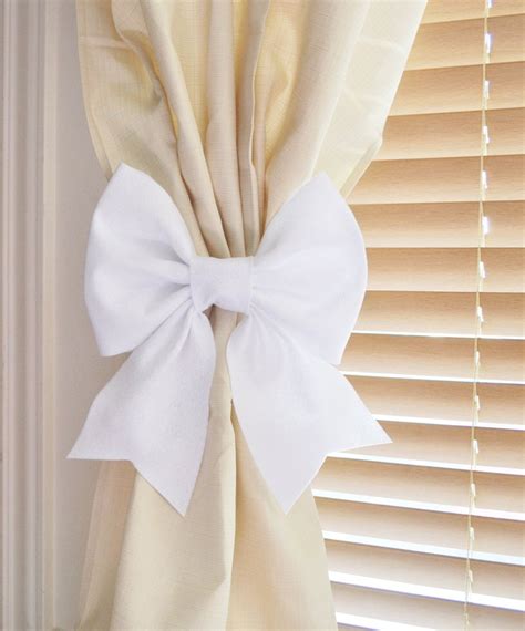 TWO WHITE BOW Curtain Tie Backs. Decorative Tiebacks by bedbuggs, $36.00 | Curtain tie backs 