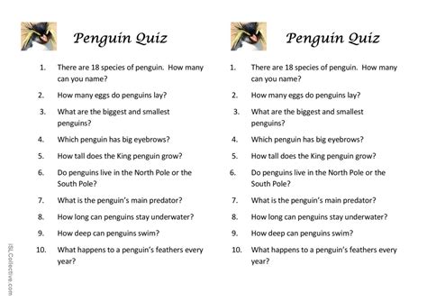 Penguin Quiz English Esl Worksheets Pdf Doc