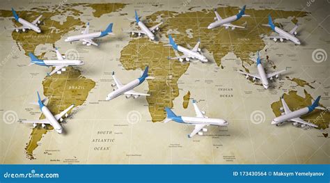 Airplanes On World Map Airline Flight Routes And Airport Travel And