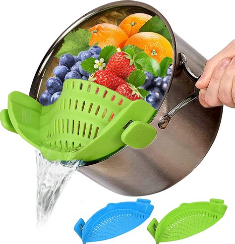 Food Strainer Silicone 2 Pack Clip On Food Filter Strainer