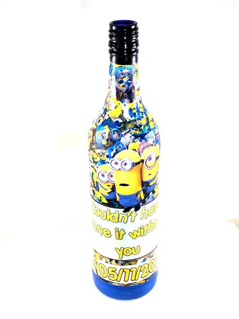 Minions Decoupage Wine Bottle Sold Customer Order Request October