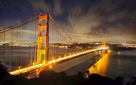 Golden Gate Bridge At Night Full Hd Desktop Wallpapers 1080p