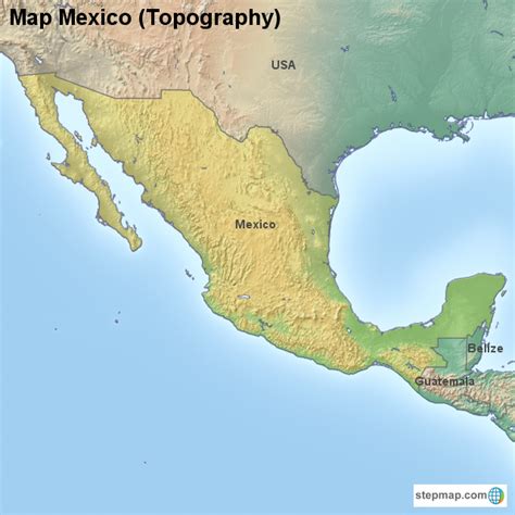 Stepmap Map Mexico Topography Landkarte Für Mexico