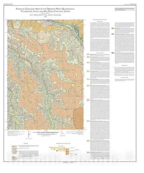 Map Surficial Geologic Map Of The Orofino West Quadrangle Clearwater