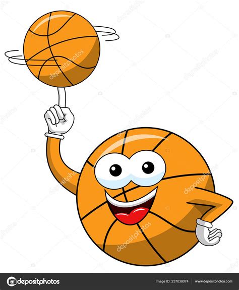 Basketball Ball Cartoon Funny Character Spinning Balance Ball Isolated
