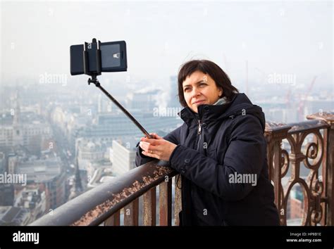 Woman Taking A Selfie From The Rooftop Of St Paul S Cathedral On A
