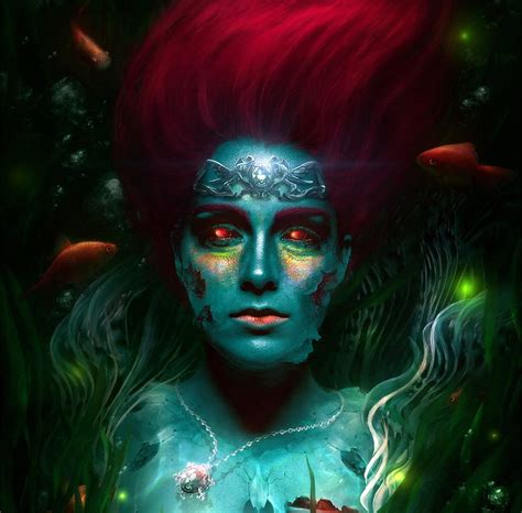 Free Download Ariel Redhead Luminos Fish Erik Shoemaker Mermaid Vara Fantasy Green Hd